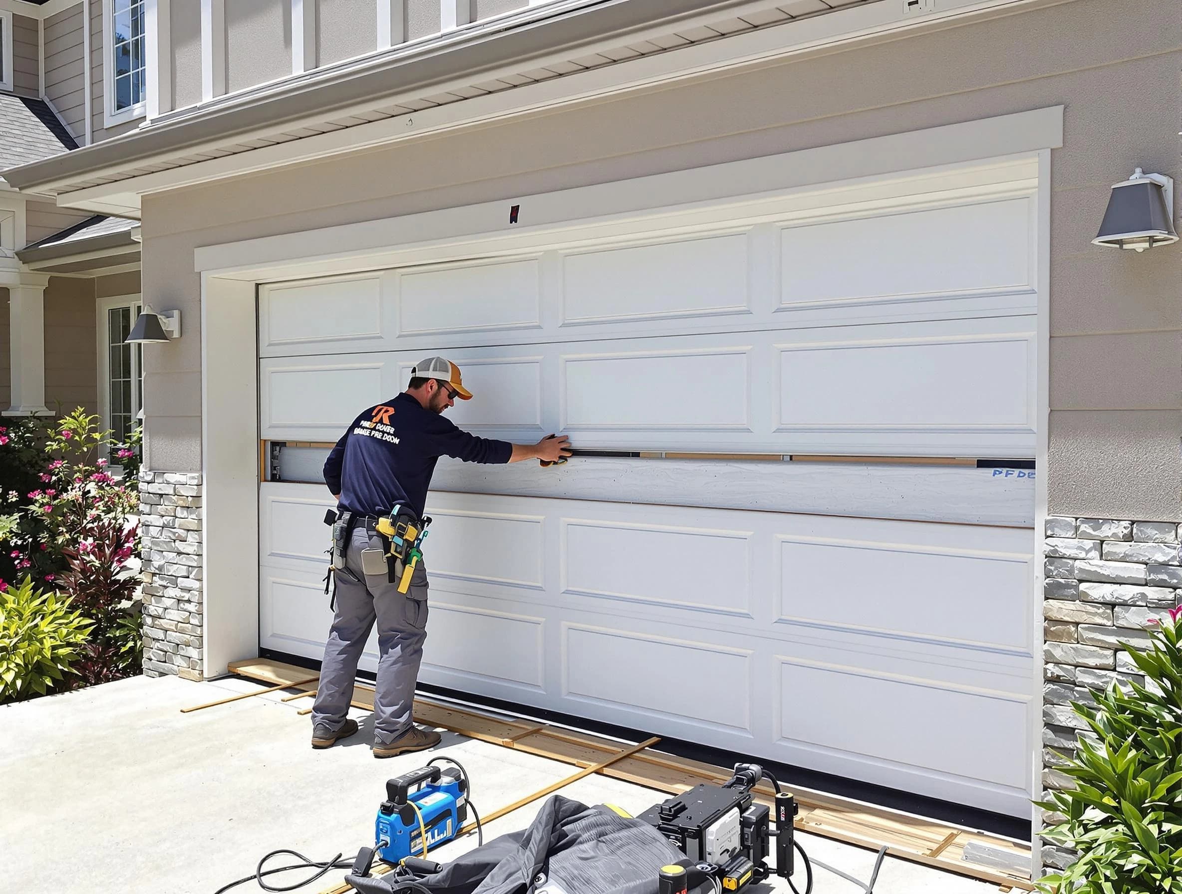 Glendale Garage Door Repair team performing complete garage door replacement at Glendale residence