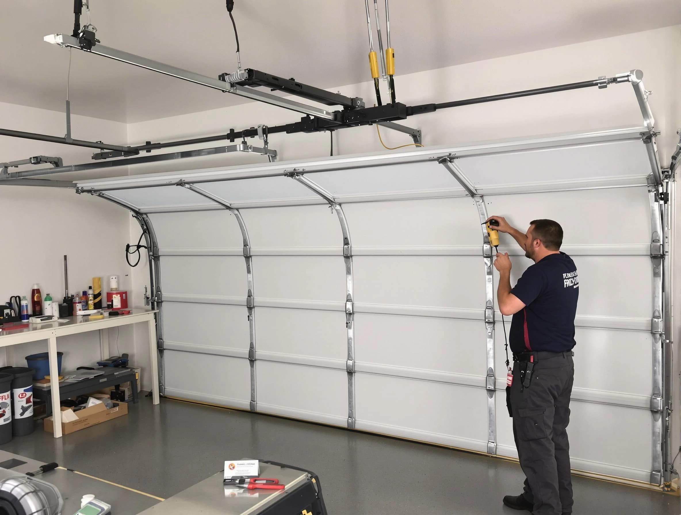Glendale Garage Door Repair certified technician performing overhead door system repair in Glendale