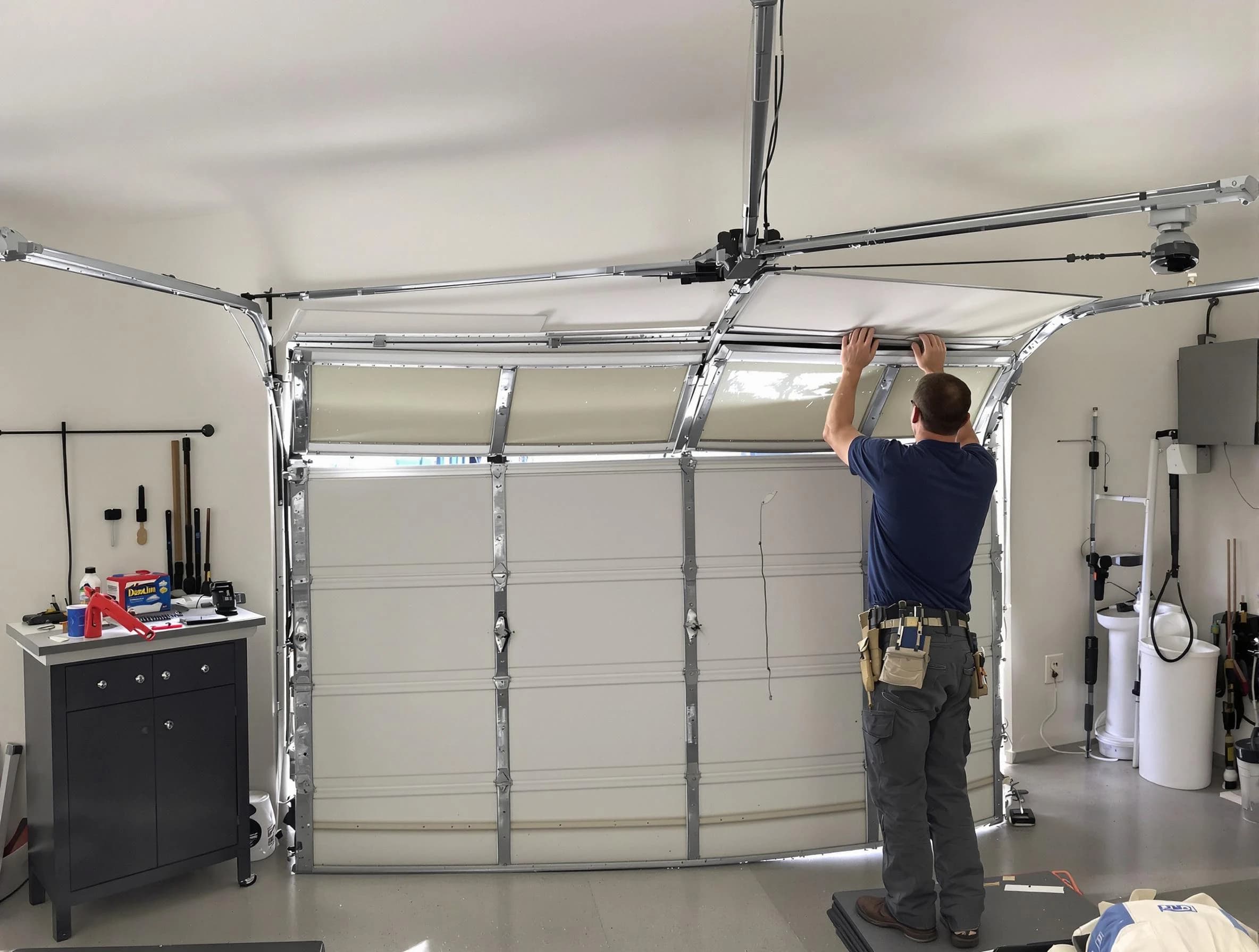 Glendale Garage Door Repair specialist performing precise section replacement on Glendale garage door