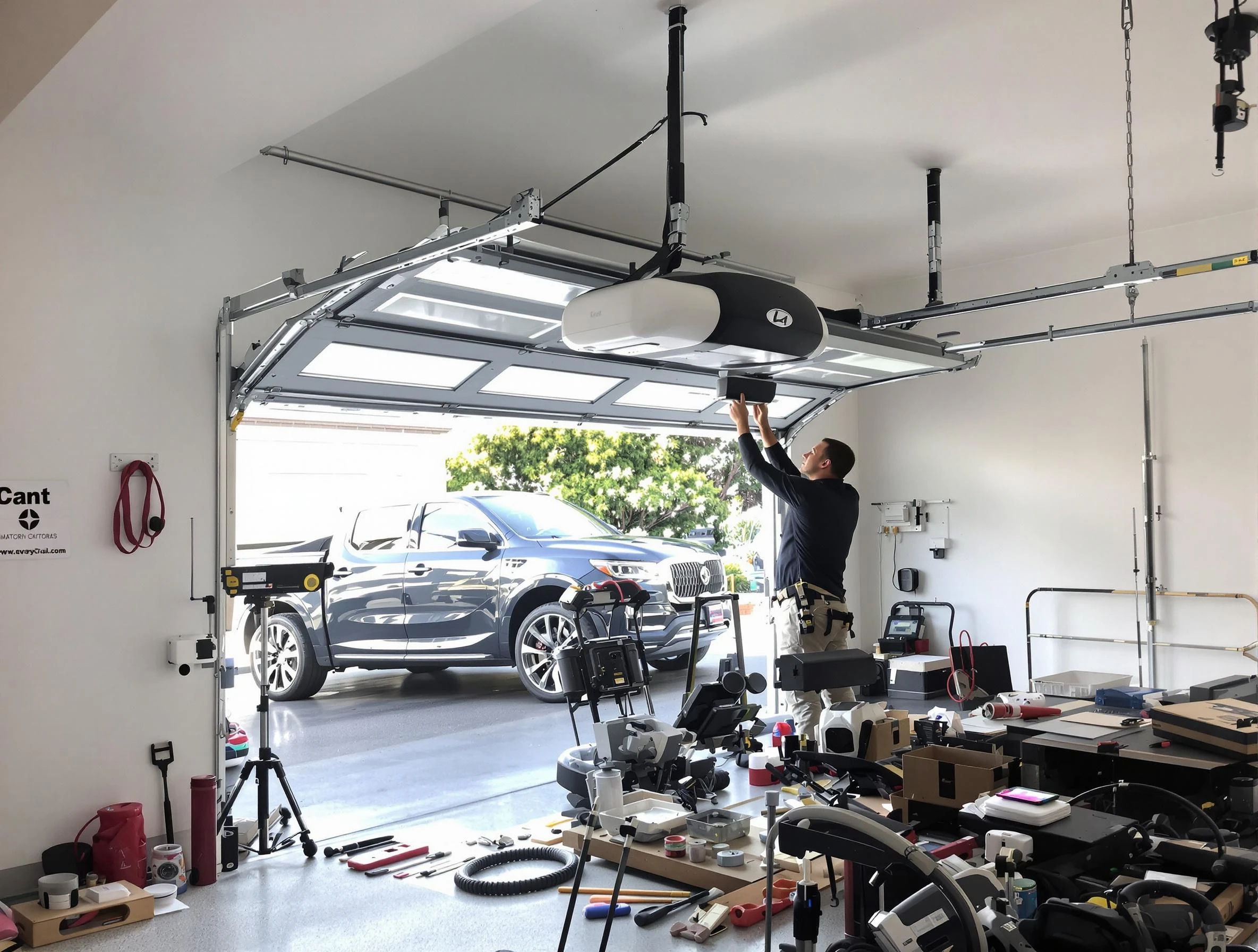 Glendale Garage Door Repair specialist installing smart garage door opener system in Glendale home
