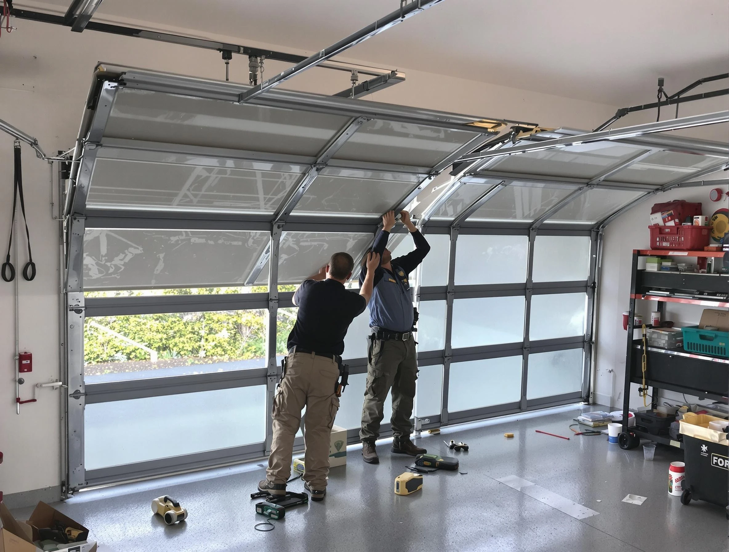 Glendale Garage Door Repair expert performing precise panel replacement on Glendale garage door